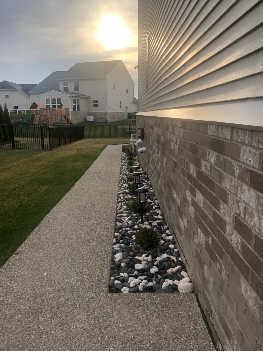 Decorative Rock Bed with Boxwood